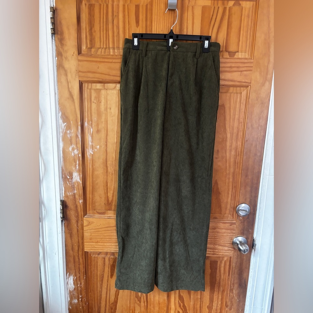 Active User Green Corduroy Wide Leg Pants